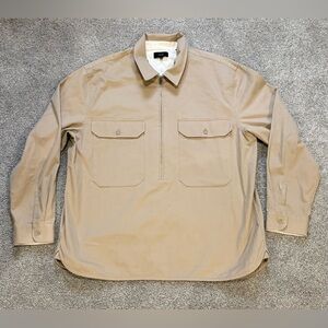 Vince. Men’s Tan Long Sleeve Cotton Stretch Half Zip Shirt Jacket Size XXL